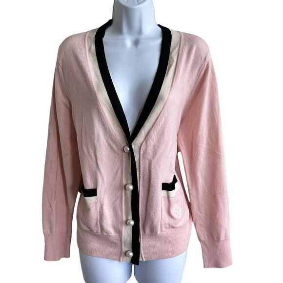 Sandro Clotilde Varsity wool cashmere blend Cardigan preppy sweater size M - Picture 2 of 14